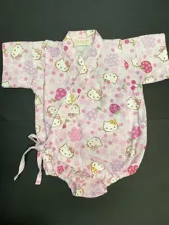 ハローキティ 甚平 ロンパース ピンク ベビー 女の子 80サイズサラサラ生地