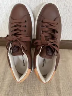 パパス　牛革 ブラウン レースアップスニーカー