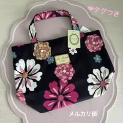 新品 ❤︎ ラデュレ トートバッグ　黒　花柄のサムネイル