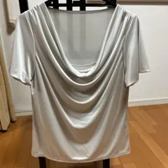 シルバー ドレープデザイン 半袖トップス