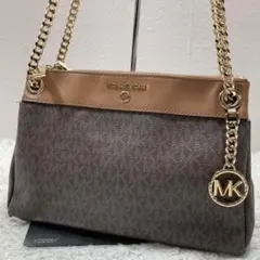 美品 マイケルコース ショルダーバッグ シグネチャー 2way チェーン 金ロゴ