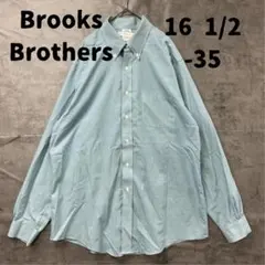 美品 ブルックスブラザーズ ギンガムチェック 長袖シャツ 水色【6138】