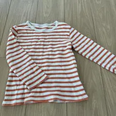 オレンジ　ボーダー　長袖カットソー 100cm