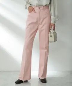 ピンク　センタープレスフレアデニム　SENSE OF PLACE