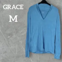 希少♡GRACE 【M】 グレース 長袖 カットソー 水色 ライトブルー 無地のサムネイル