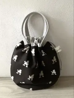 持ち手付き巾着ポーチ