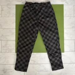 【美品】ブロックチェック　ロングパンツ　裏起毛　140 ブラック グレー