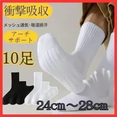 S0101-10WT　24～28　男女兼用　10足　クッション底　白　ソックス