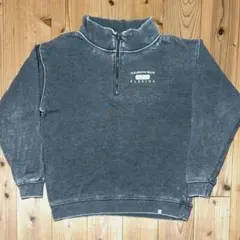 US輸入 ハーフジップ スウェット フロリダ リアルフェード 墨黒 裏起毛 L