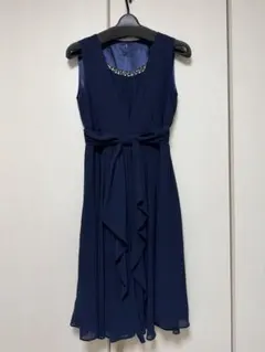 ネイビー ビジュー付きパーティードレス