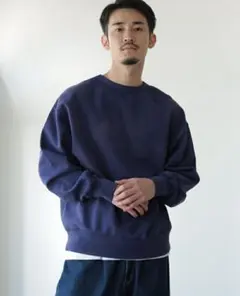 BEAMS フェード ルーズシルエット スウェット ネイビー M