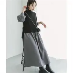 アイテムズ アーバンリサーチ　『洗濯可』ニットベストドッキングワンピース