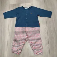 ★familiar★70サイズ ネイビー チェックロンパース 赤いタグ付き