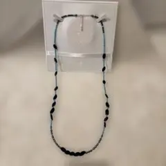 ビーズ　石　ロングネックレスネックレス ターコイズ　黒