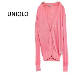 ユニクロ/ライトVネックカーディガン 透け感 薄手 UV対策 冷房対策 ピンク
