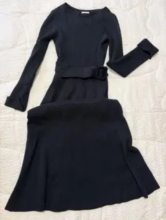 GU ジーユー　ブラック　ロング　ニットワンピース