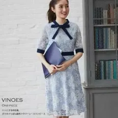 toccocloset ボウタイりぼん配色フラワーレースワンピース