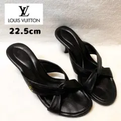 LOUIS VUITTON ブラック レザー ミュール 22.5cm