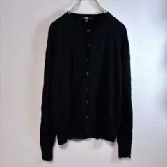 UNIQLO ユニクロ ウール100% クルーネックカーディガン 黒 M