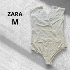 美品✨ZARAザラ リブカシュクールボディシャツ【M】白 ポルトガル