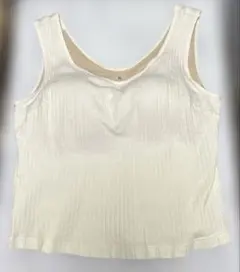 無印良品　ブラトップ　XL コットンストレッチリブブラ　タンクトップ　ホワイト