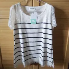 【新品タグ付】Debut de Fiore レース切替ボーダー半袖Tシャツのサムネイル