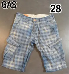 GAS ハーフパンツ　ガス　青　チェック