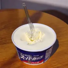 食品サンプル　アイス食べかけ　スプーン蓋付き