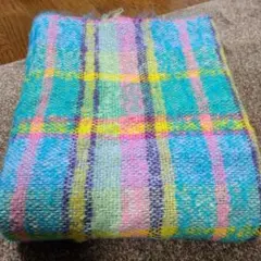 ふわふわフェイクファー　パステルカラー チェック柄 生地　150×55cm