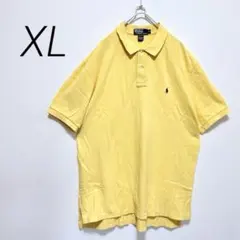 ポロラルフローレン ポロシャツ 黄色 イエロー 刺繍ロゴ 古着 레트로 XL