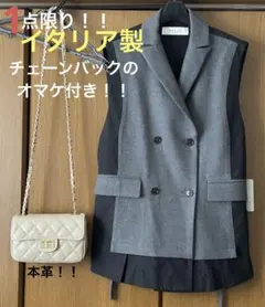 ✽akane グレー ブラック ダブルブレスト ベスト 07