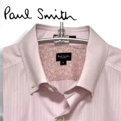 Paul Smith ポールスミス 半袖ボタンダウン　L ライトピンク 襟裏花柄のサムネイル