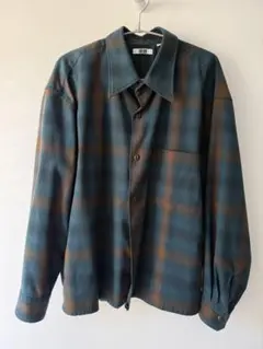 UNIQLO U チェックシャツ グリーン×ブラウン