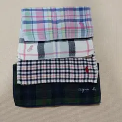 アニエスb １枚 ラルフローレン3枚 チェック柄タオルハンカチ4枚セット