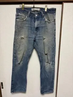 クラッシュセルヴィッジデニムストレート5ポケットパンツ アンセルム