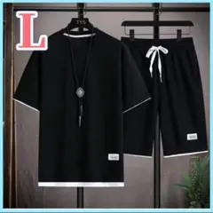 メンズ 上下セット 半袖 トップス ハーフパンツ 秋 ルームウェア 普段着 L
