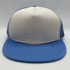 90s~　ヴィンテージ　無地　プリントロゴ　トラッカーキャップ　5パネル　水色