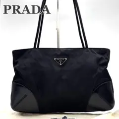 美品✨PRADA プラダ ナイロン ハンドバッグ 肩掛け 三角プレート ブラック