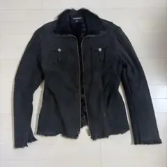 DOPE+DRAKKAR スエード ファー ライダースジャケット ブラック L