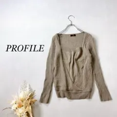 プロフィール カシュクールニット 長袖 重ね着風 リブ編み ウール混 日本製