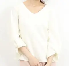 美品☆ロペピクニック☆ねじりパフ袖 ブラウス☆オフホワイト