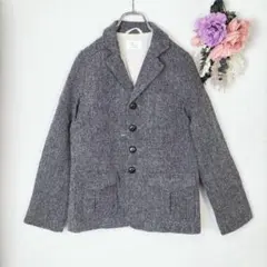 ルクールブラン　ウールコート　XS　ダークグレー　ツイードジャケット