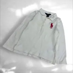 ポロラルフローレン　ビックポニー　長袖ポロシャツ　赤ポニーホワイト5（C3