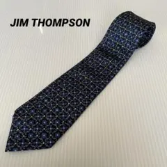 Jim Thompson タイシルク ネクタイ 花柄　ネイビー ブルー グレー