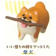 b★未使用・非売品★アニマルアトラクション いい感じの棒をゲットした犬　柴犬