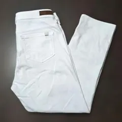 SOMETHING スリムフィット クロップドデニムパンツ ホワイト