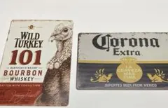 ブリキ看板2枚セットWild Turkey & Corona【匿名配送】のサムネイル