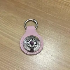ピンク レザー キーホルダー 装飾付き