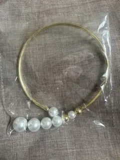 ほぼ未使用 結婚式 カラードレス パールゴールド チョーカー ネックレス