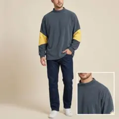 モックネック スウェット トレーナー 長袖 グレー ゆったり 3XL